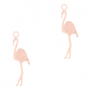 Bohemian hanger roze licht 17x8 mm flamingo