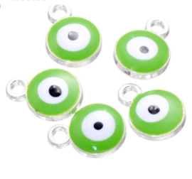 Bedel evil eye groen donker zilver 6 mm