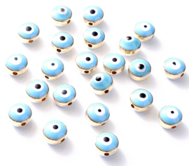 Evil eye kralen blauw 5x7 mm goud 5 stuks