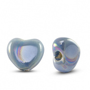 Keramiek kralen blauw brisk hart 11 mm