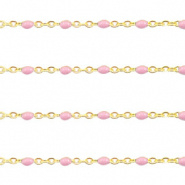 Ketting roze licht goud RVS