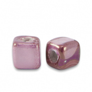 Keramiek kralen paars victorian 5 mm cube Grieks DQ