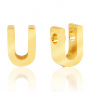 Initiaal letterkraal RVS U goud
