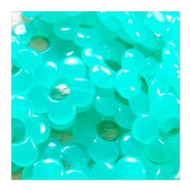 Acryl kraal bloem groen turquoise neon 18 mm 4 stuks