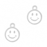 Bedel smiley wit zilver 15x12 mm DQ