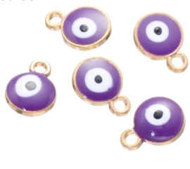 Bedel evil eye paars goud 6 mm