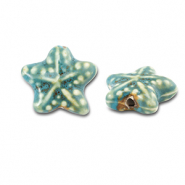 Keramiek kralen blauw turquoise zeester