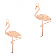 Bohemian hanger rosé gold 17x8 mm flamingo