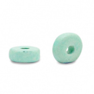 Keramiek kralen blauw turquoise licht 6x3 mm Grieks DQ