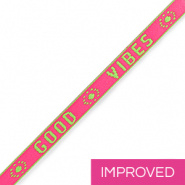 Lint met tekst Good Vibes roze groen neon