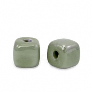 Keramiek kralen grijs greenish 7 mm Grieks DQ