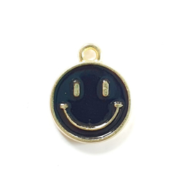 Bedel smiley zwart goud 11x14 mm