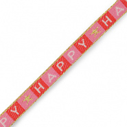 Lint met tekst Happy rood roze goud