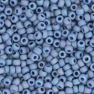 Miyuki rocailles blauw soft rainbow glazed frosted opaque 2 mm 5 gram