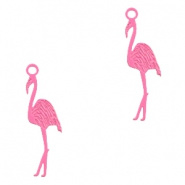 Bohemian hanger roze 17x8 mm flamingo