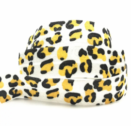 Elastisch lint leopard wit geel