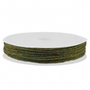 Macramé draad groen donker metallic 1 mm gevlochten