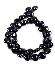 Natuursteen kraal zwart black agate 10 mm hartje