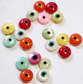 Schelp kraal mix evil eye 10,5 mm 5 stuks