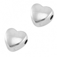 Metalen kraal zilver hart 5 stuks DQ