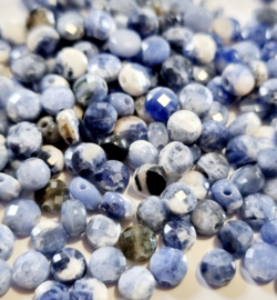 Natuursteen kraal blauw Sodalite 5 mm coin facet