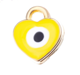 Bedel evil eye geel goud 7 mm hartje