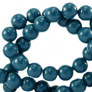 Glaskraal blauw sea donker 6 mm 30 stuks