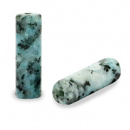 Natuursteen kraal blauw turquoise tube
