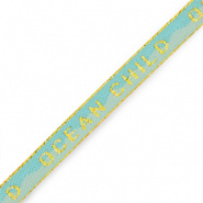 Lint met tekst Ocean child blauw goud