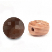 Natuursteen kraal bruin roze 5 mm coin facet