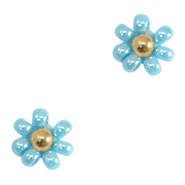 Miyuki kralen bloemen 8mm Light blue-gold