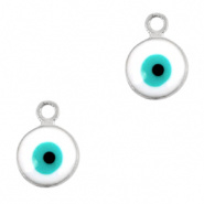 Bedel evil eye wit zilver 6 mm