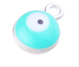 Bedel evil eye blauw turquoise zilver 6 mm