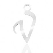 Bedel initial letter V RVS zilver