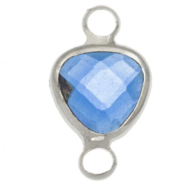 Crystal glas hanger blauw royal zilver connector