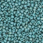 Miyuki rocailles blauw peacock rainbow glazed frosted opaque 2 mm 5 gram