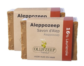 2x Aleppo zeep 16% laurierolie | ca. 180gr