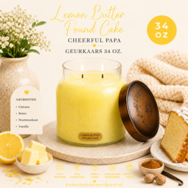 Lemon Butter Pound Cake geurkaars Cheerful Candle Papa Collectie 155 branduren
