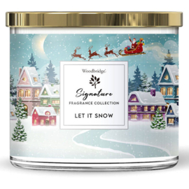 Let it Snow Woodbridge Signature geurkaars in glas 3 lonten