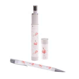 Wrendale Designs navulbare pen in cadeau koker Flamingo