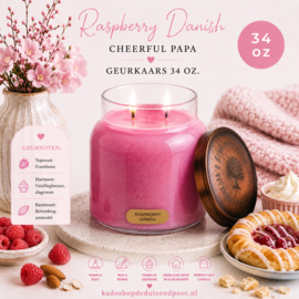 Raspberry Danish geurkaars Cheerful Candle Papa Collectie 155 branduren