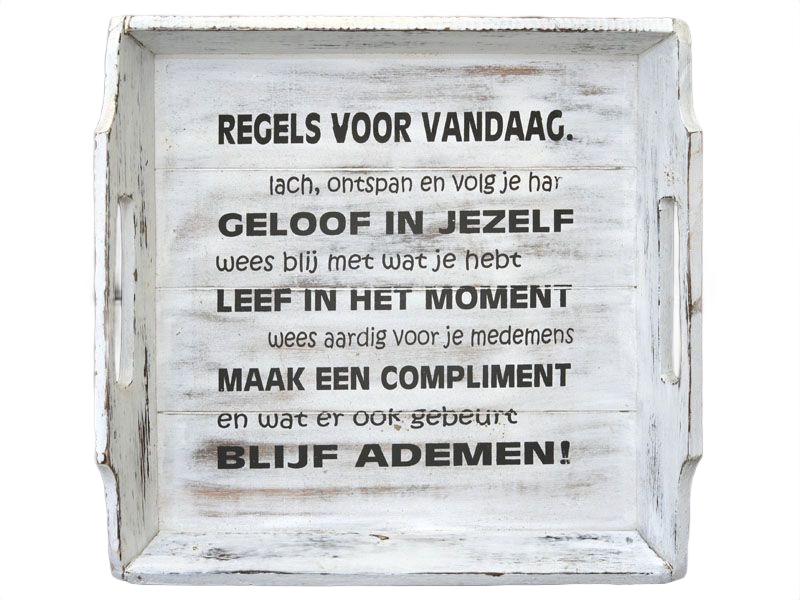 Dienblad "Regels voor vandaag" (32x34 cm, antique white):