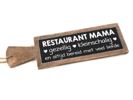Tekstplank restaurant mama natural/black  35x10cm