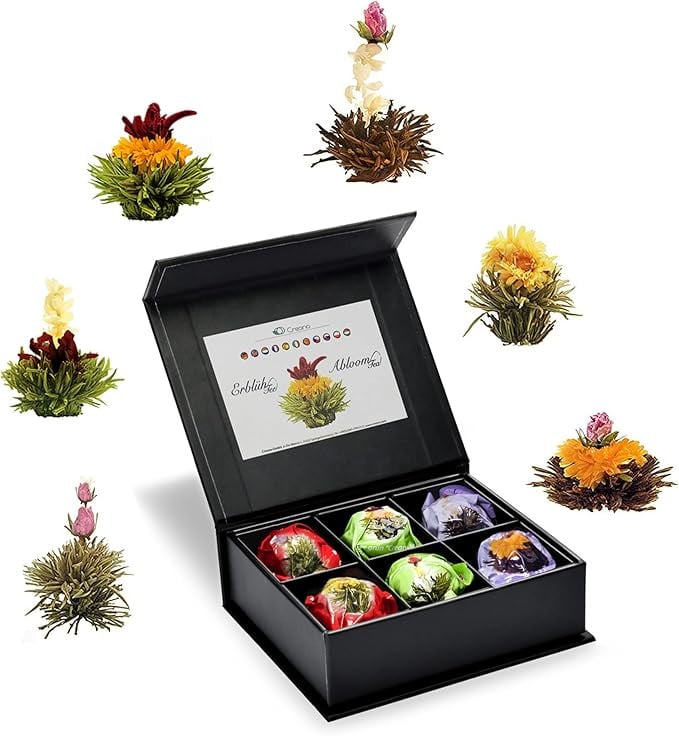 6 Bloeiende Theebloemen – Groene, Witte & Zwarte Thee