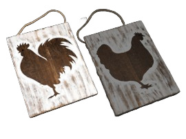 Houten bord haan naturel - wit 31x23 cm