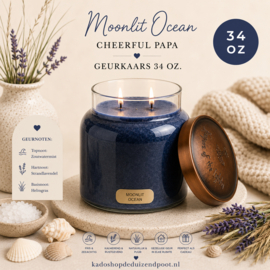 Moonlit Ocean geurkaars Cheerful Candle Papa Collectie 155 branduren