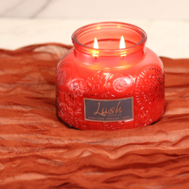 Cheerful Candle Large Geurkaars  Ylang Ylang Bergamot Tonka  20 Oz Lush Rood