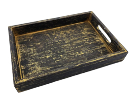 Houten dienblad zwart goud 25x18 cm met handgrepen – luxe en stijlvol