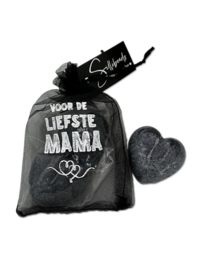 2 Amberblokjes in zakje met tekst "Voor de liefste Mama"
