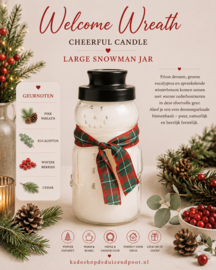 Welcome Wreath geurkaars Large Snowman jar 150 branduren